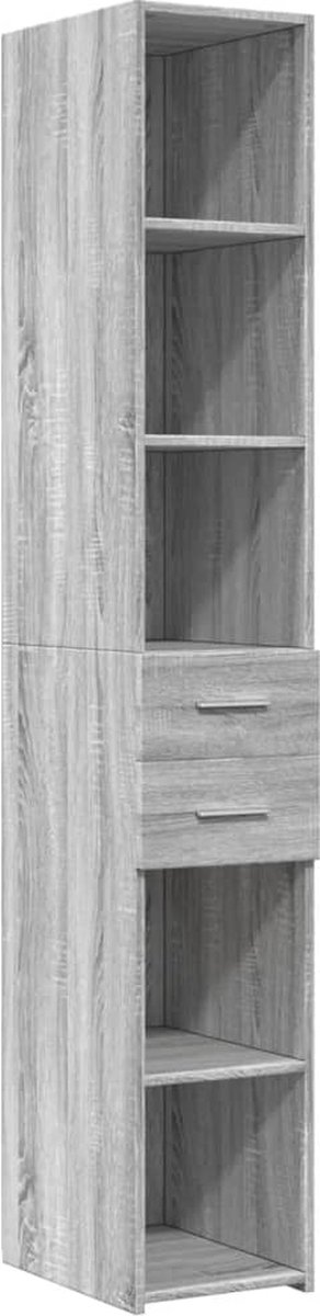 vidaXL - Hoge - kast - 30x42,5x185 - cm - bewerkt - hout - grijs - sonoma - eikenkleur