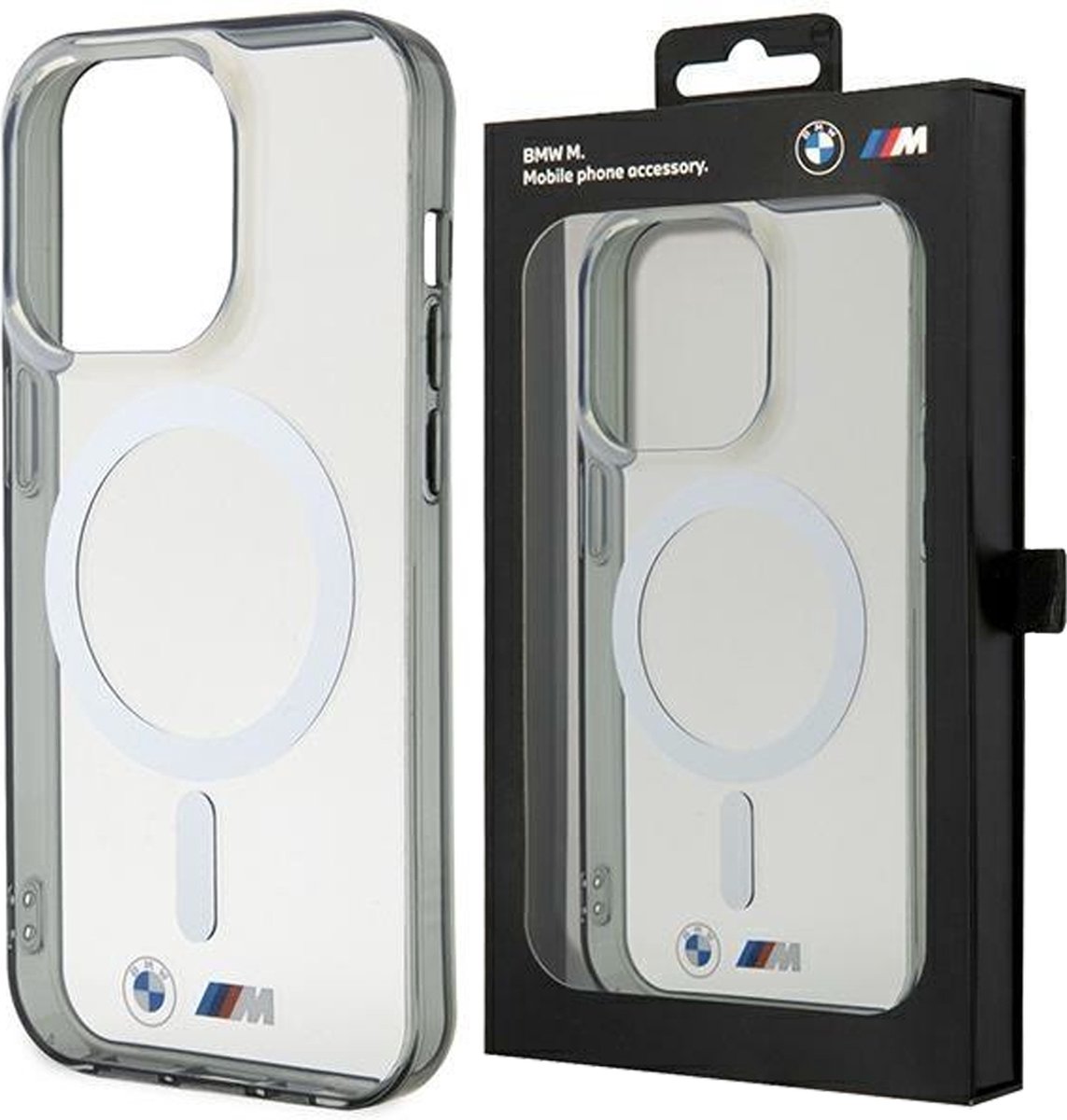 BMW - BMHMP14LHCRS - hoesje voor iPhone - 14 - Pro - transparante - hardcase - Silver - Ring - MagSafe