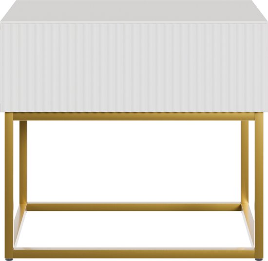 Selsey Veldio - Nachtkastje 50 cm - Wit met gouden poten