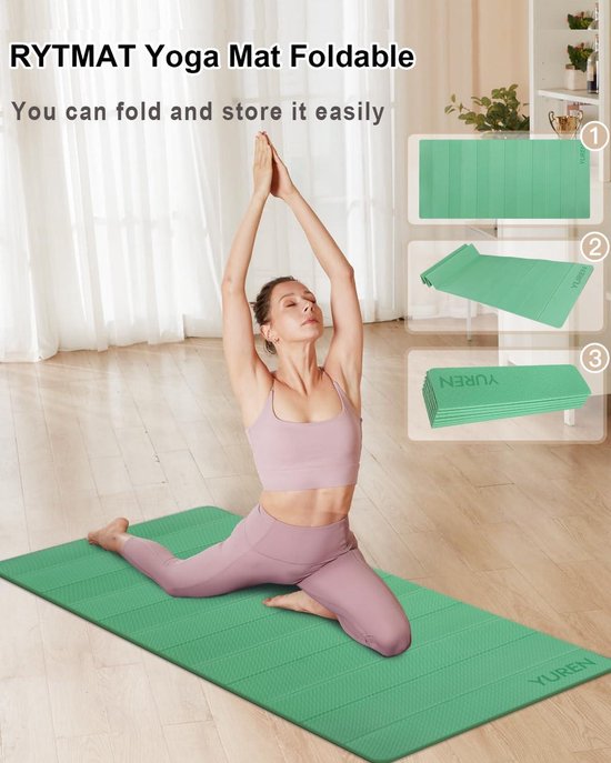 Opvouwbare Yogamat 183×80cm TPE 10mm Dik Antislip Fitnessmat met Netzak - Draagbaar en Opbergbaar — afbeelding 4
