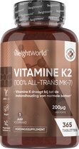 WeightWorld Vitamine K2 MK-7 - 200 mcg - 365 tabletten voor 1 jaar voorraad - Vegan vitamine K