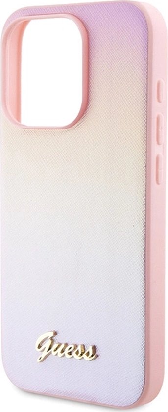 Coque arrière Guess Iridescent Métal Script - Apple iPhone 15 Pro Max (6,7") - Rose