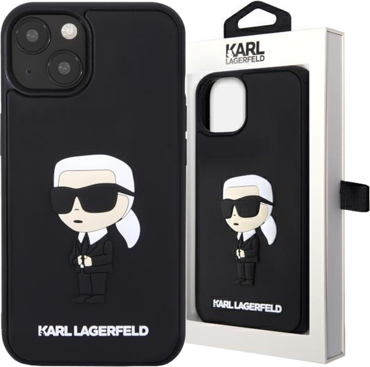 Karl - Lagerfeld - KLHCP14M3DRKINK hoesje voor iPhone - 14 - Plus - 6.7 - zwart - Rubber - Ikonik - 3D