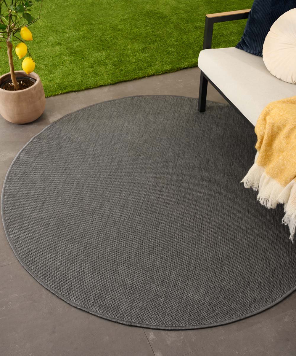 Buitenkleed rond effen - Flip grijs 160