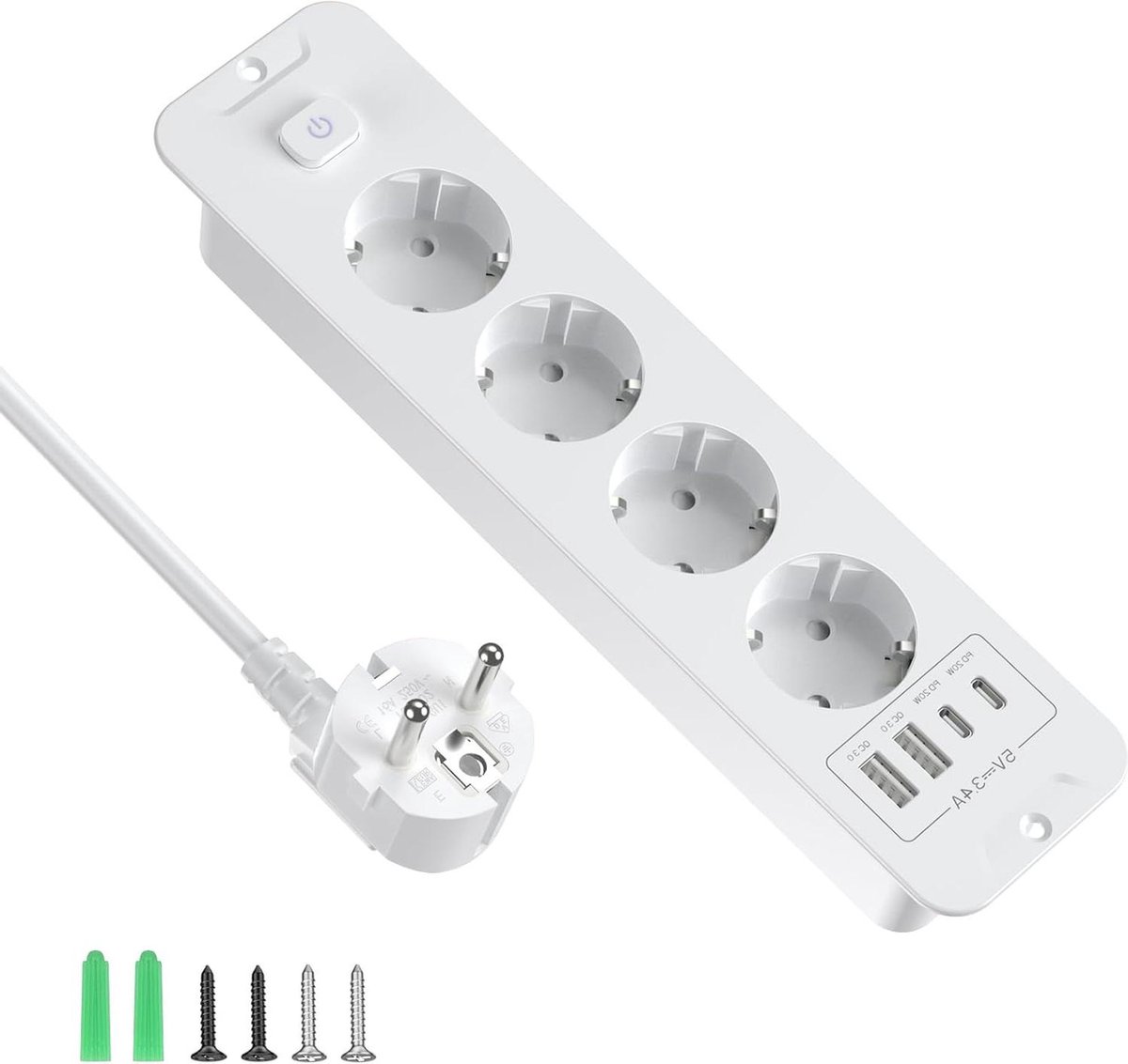 Ohuo - Intrekbaar Stopcontact met USB C - Draadloze Oplader