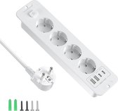 3-voudig intrekbaar tafelstopcontact met 3 USB-opladers, 1,8 m