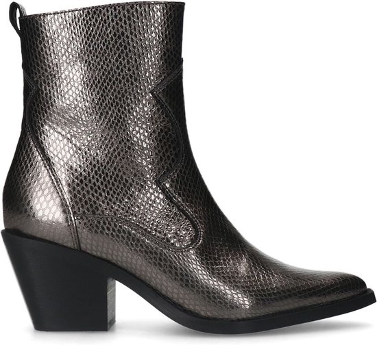 Sacha - Femme - Bottines western croco en cuir argenté - Taille 42