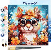 Écureuil fantaisie et fleurs - 20x20 cm La toile est déjà encadrée