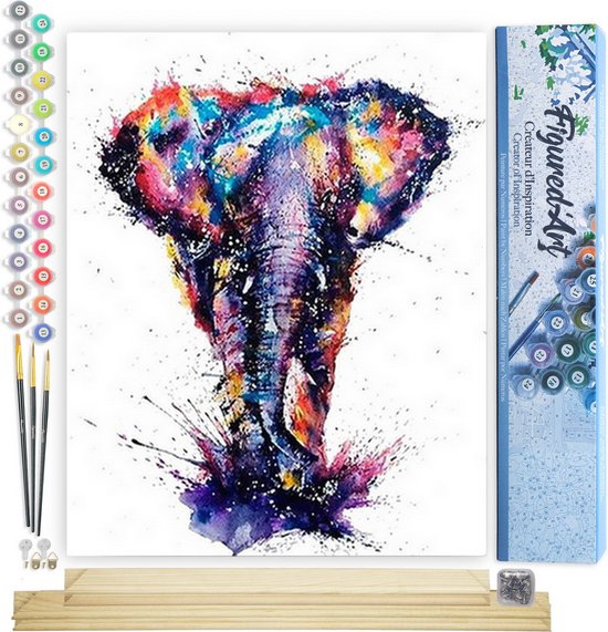 Figured'Art Schilderen Op Nummer Volwassenen Canvas Paard In Het Blauw Handwerk Acrylverf Kit Diy Compleet 40x50cm Zonder Frame