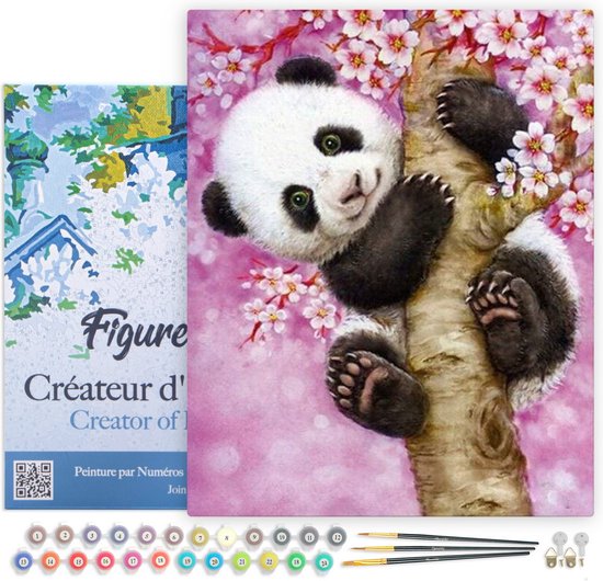 Peinture Par Numéros Panda - Kit Peinture Pour Adultes 40x50cm Sans Cadre - Cadeau Créatif Et Décoration Maison