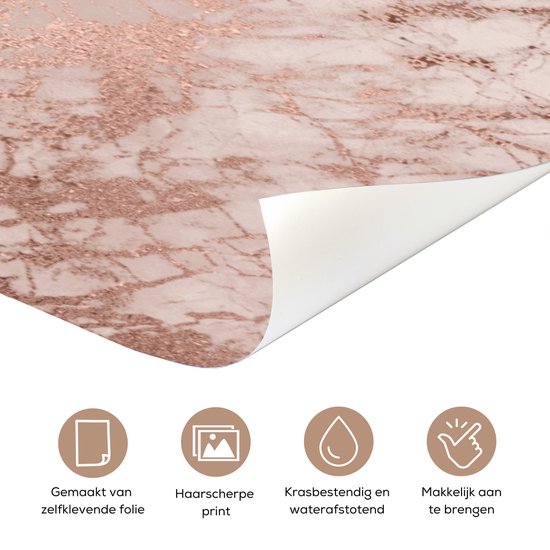 Deurposter 80x205 cm - Deursticker Marmer - Roze - Luxe - Marmerlook - Glitter - Design - Meubelfolie zelfklevend - Deurfolie woonkamer - Interieurfolie fotobehang - Deur plakfolie - Deurstickers - Deurbehang sticker - Kamer decoratie