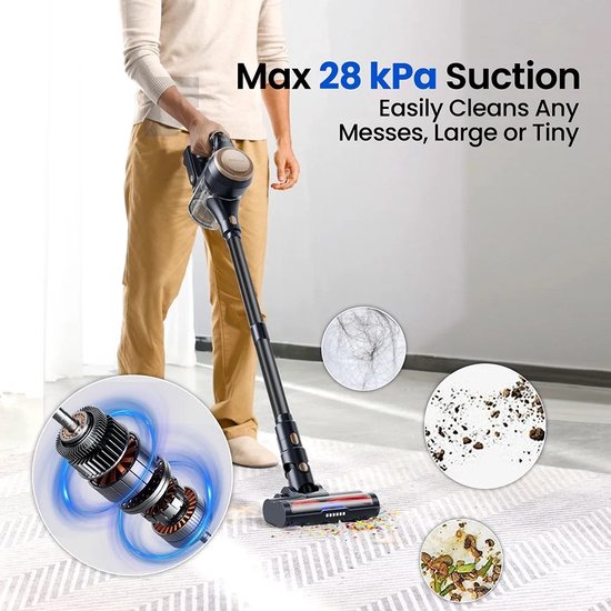 Aspirateur balai Eszenzics™ ProP11 - Sans fil - Aspirateur puissant 30 kPa - 60 minutes - Brosse démêlante - Filtre 4 couches - Affichage LED - Aspirateur à main