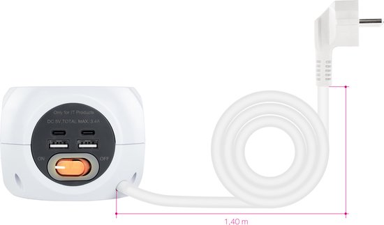 Prise 3 voies avec interrupteur NANOCABLE 10.37.0001 Wit