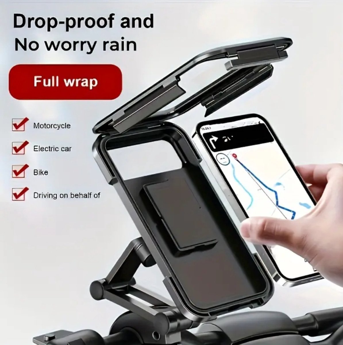 Telefoonhouder -Telefoonhouder Fiets Waterdicht - Drie Stuur Adapters - Anti-Schok Laag - Universeel - Smartphone GSM Mobiel Houder - Motor, Fiets & Scooter spiegel