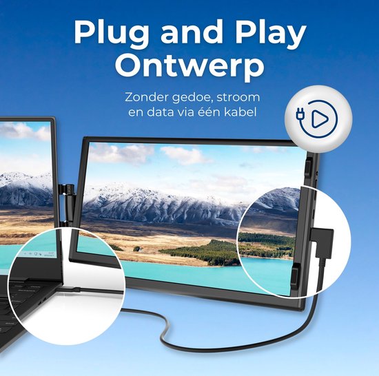 Farfi - Écran Extra pour ordinateur portable 11,6 pouces - Plug & Play - Moniteur portable - Écran portable pour ordinateur portable - Souris sans fil gratuite