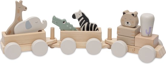 Foto: Jollein houten speelgoedtrein jungle jambo jungle dieren houten speelgoed voertuig 100 fsc