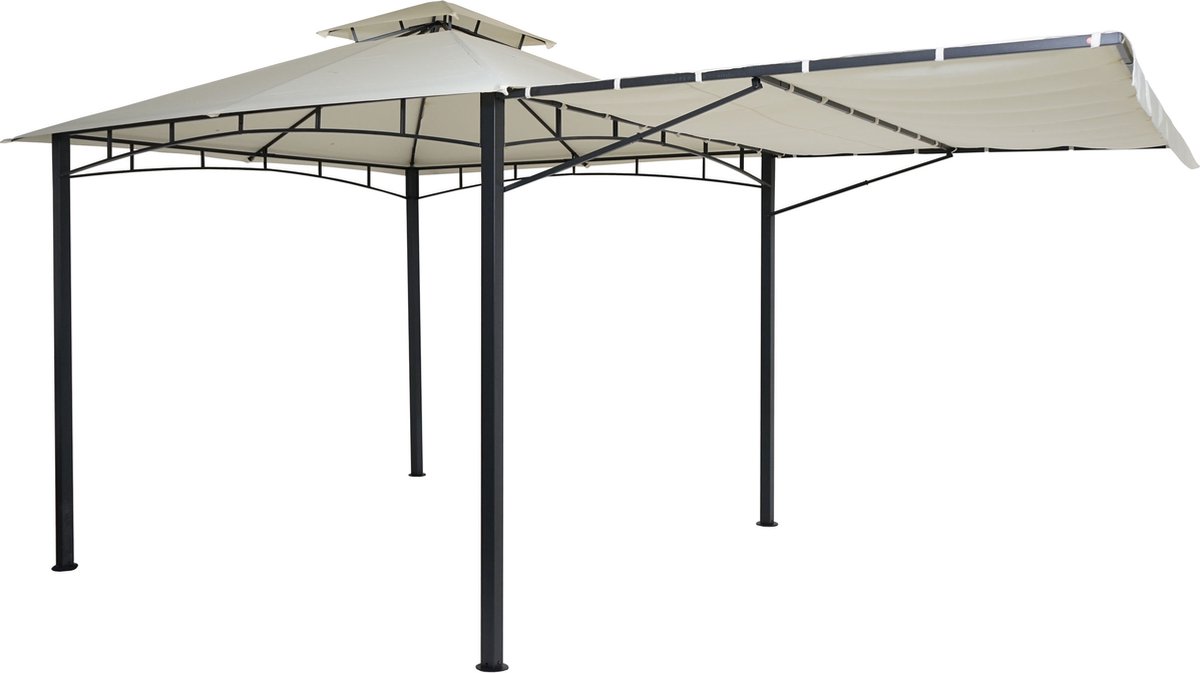 Pergola MCW-F94, tuinpaviljoen, stalen beweegbare zijwand 2,5x2,5m ~ crème-beige