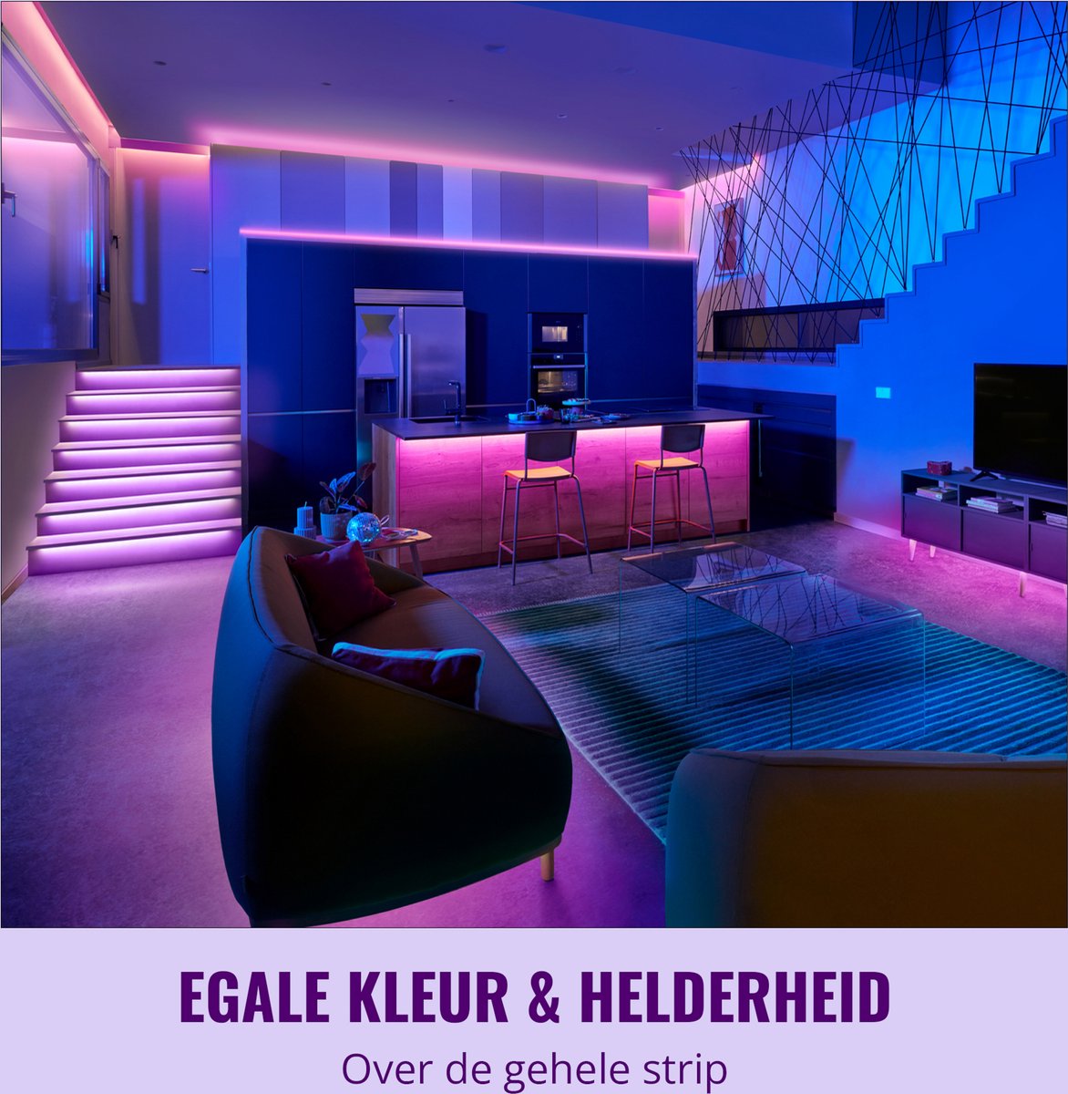 WiZ RGB LED strip - 10 meter - Makkelijke installatie - 16 Miljoen kleuren - Muzieksynchronisatie - RGB; één kleur tegelijk — afbeelding 2