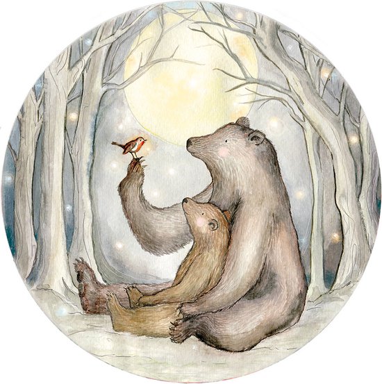 Ours et Robin S 142x142 cm | Pour chambre de Bébé et d'enfant | Fabriqué aux Pays-Bas | Propre conception | Design de brise-cœur