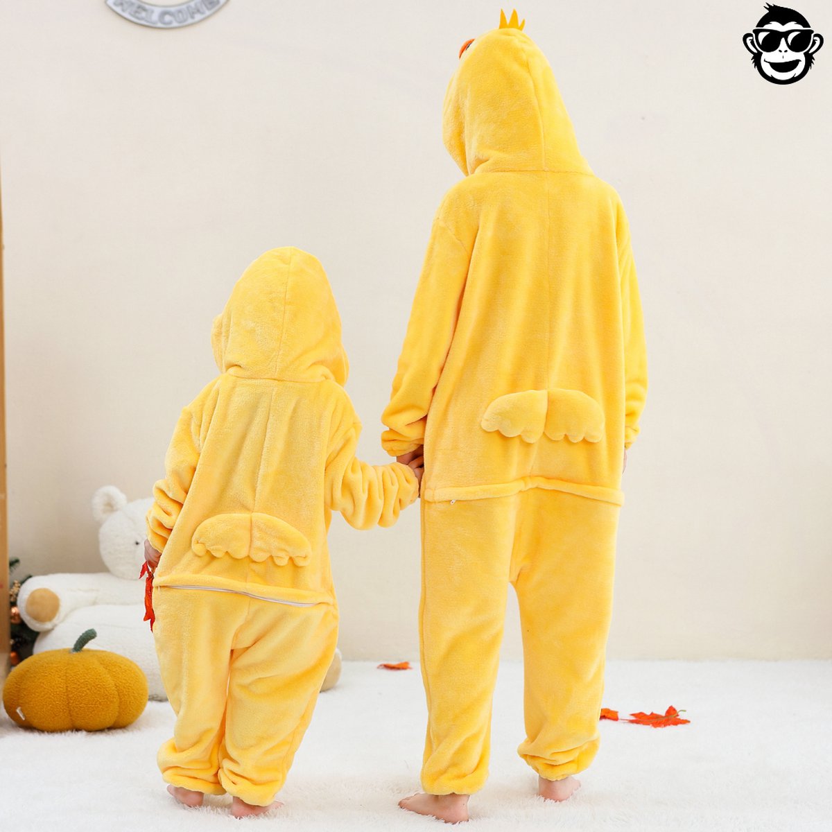 BoefieBoef Dieren Onesie Verkleedkleding Kinderen – Comfortabele Kostuum Pyjama – tot 140 – Dierenpak voor Jongens en Meisjes – Feest, Carnaval Verkleedkleding - Kerst, Dierenpak - of Verjaardag Cadeau - Eend Geel — afbeelding 8