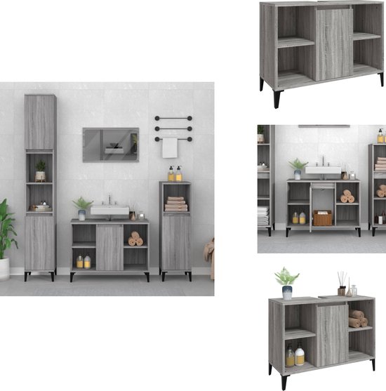 Wastafelkast 91x35x60 cm bewerkt hout sonoma eikenkleurig