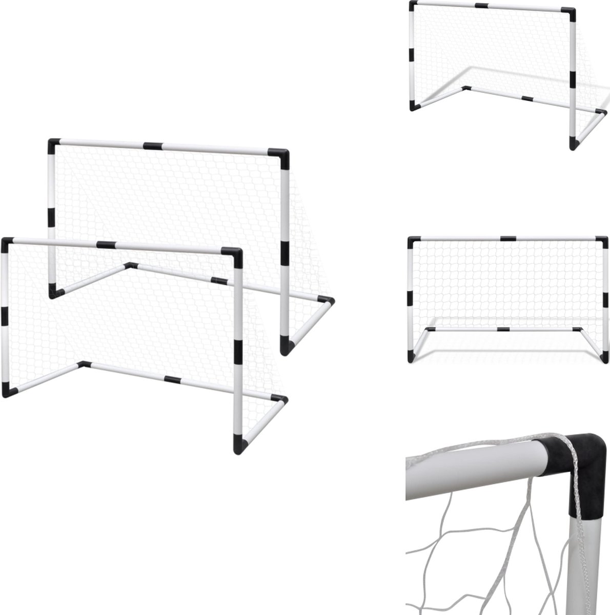 vidaXL Voetbaldoelset - Voetbaldoelsets - Minidoeltje - Minidoelenset - Minidoeltjes set van 2 met net 91-5 x 48 x 61 cm