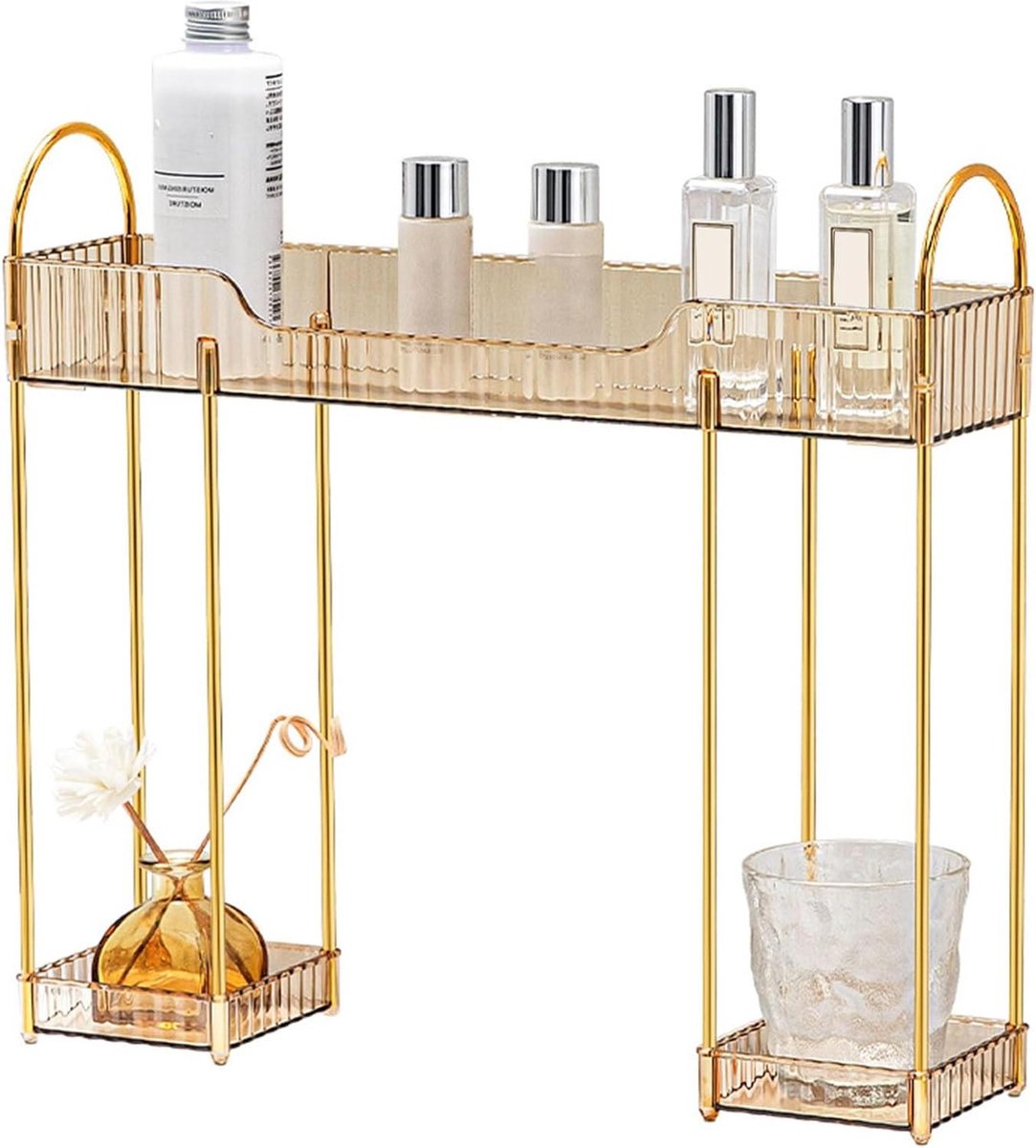 Badkamer Organizer - 2 Tier Aanrecht Cosmetica Huidverzorging Plank voor Badkamer Wasserij aanrecht organizer