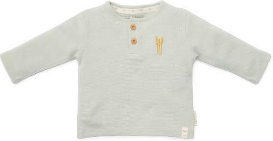Chemise gaufrée vert clair à manches longues, boutons et coccinelle dorée brodée.