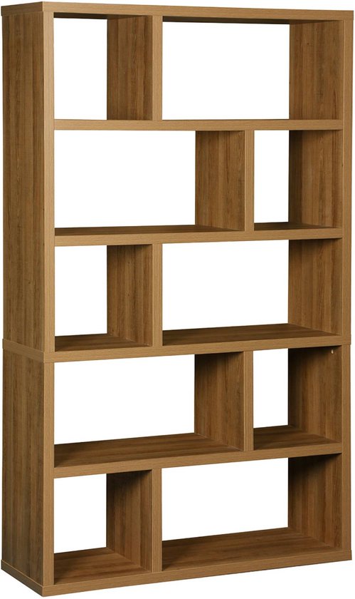 sweeek - Bibliothèque asymétrique de 5 niveaux avec 10 compartiments, l 111,2 x p 39 x h 190cm