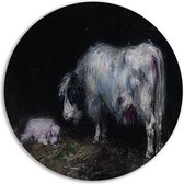 Schaap rond schilderij - Dieren schilderij - Schilderij Lam - Moderne schilderijen - Muurdecoratie rond - Decoratie kamer muurcirkel aluminium 70x70 cm