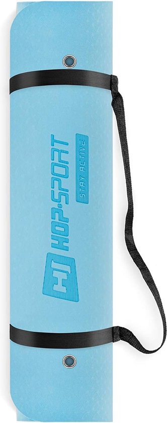 Hop-Sport Fitness Mat with Eyelets HS-T008GM Yoga Mat TPE Gymnastics Mat for Pilates is Non-Slip and Foldable - 183 x 61 x 0.8 cm, Grey
