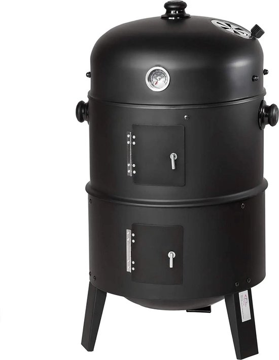 3-in-1 Houtskoolgrill BBQ - Barbecue Roker- Vat Roker Grill & Thermometer & Verstelbare Luchtuitlaat- 2 Grills 38Ø Vleesroken 2 Deuren - Vis Roken- Braden, Grillen, Stoom Koken- Buiten Koken -2 afzonderlijke Boilers Direct & Indirect Grillen of Roken — afbeelding 4