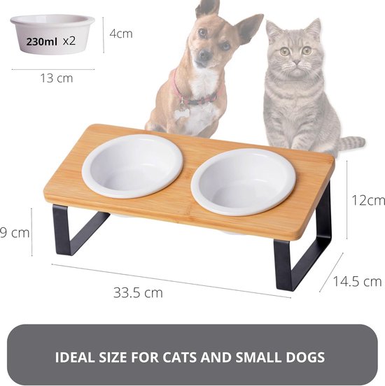 Verhoogde kattenbak, voederstation voor katten, verhoogd met 3