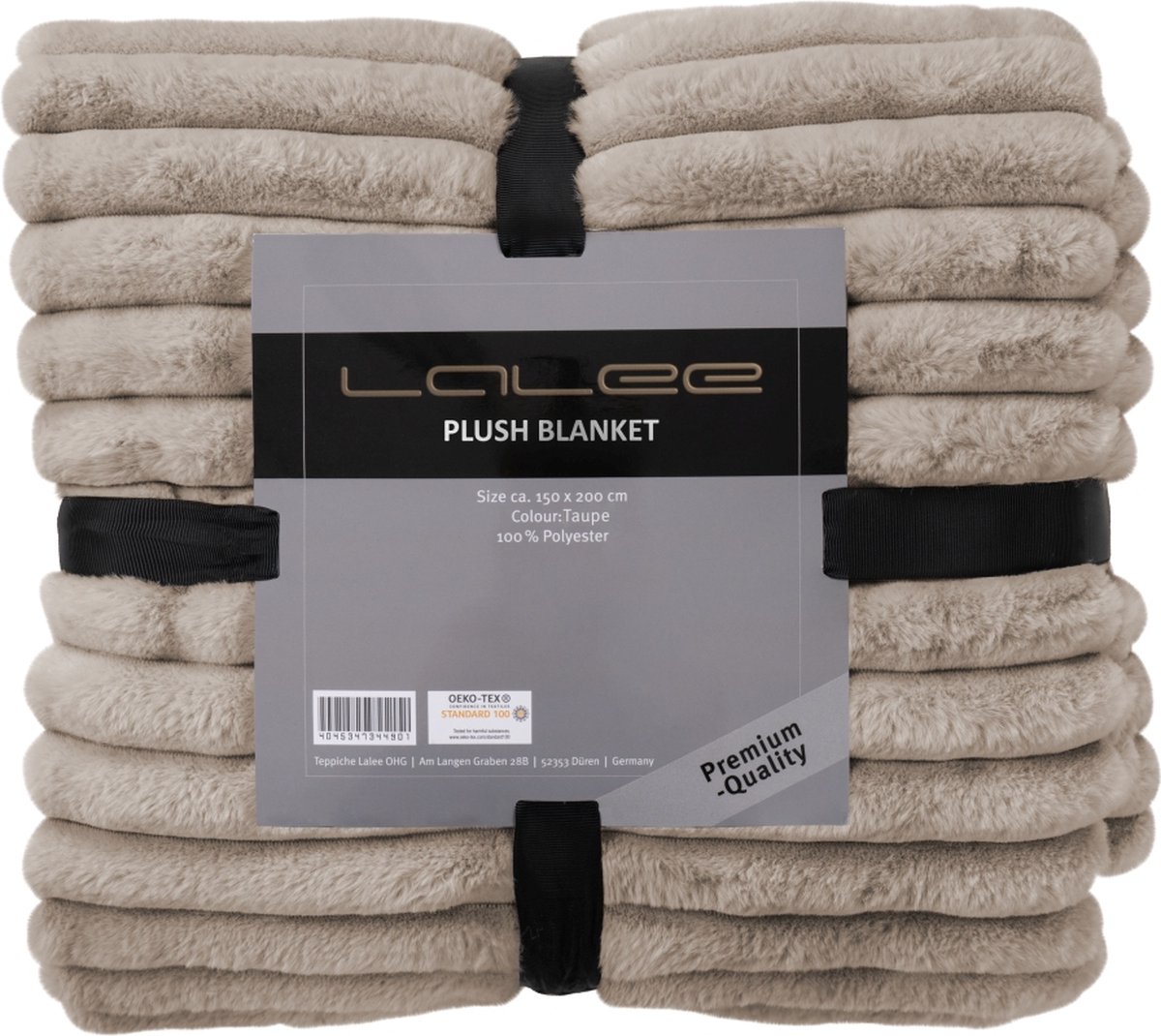 Lalee Plush Fleece deken plaid zacht gestreept 3d furr bont plaid 150x200cm taupe