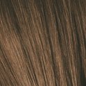 Close-up van bruin haar met lichte highlights, textuur van individuele haren zichtbaar.