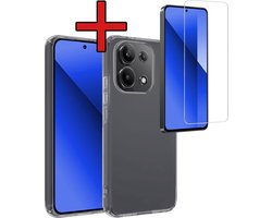 Hoesje - Met Screenprotector - Geschikt voor Xiaomi Redmi Note 13 4G - Sterk & Shockproof - Telefoon Hoes - Back Cover - Siliconen Case - Telefoonhoes - Transparant