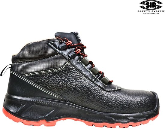 SPIEZ Veiligheidsschoenen voor heren met lekvrije tussenzool, lichtgewicht werklaarzen met zijrits, zachte stalen neus schoenen voor op het werk, EU45, Zwart