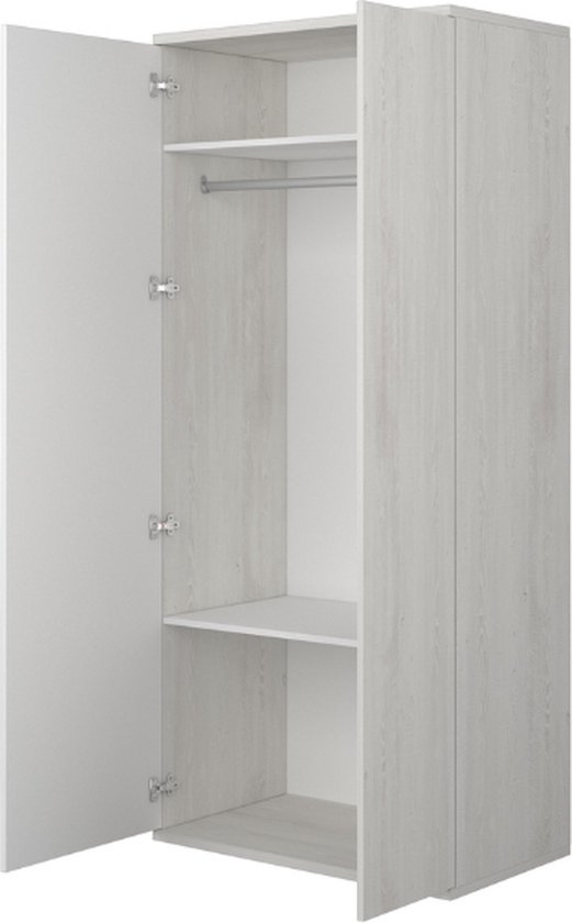 Relaxdays hangkast van bamboe, 2 deuren, legplanken, HBD 56,5 x 56 x 21 cm, muurkast badkamer, kleine wandkast, naturel