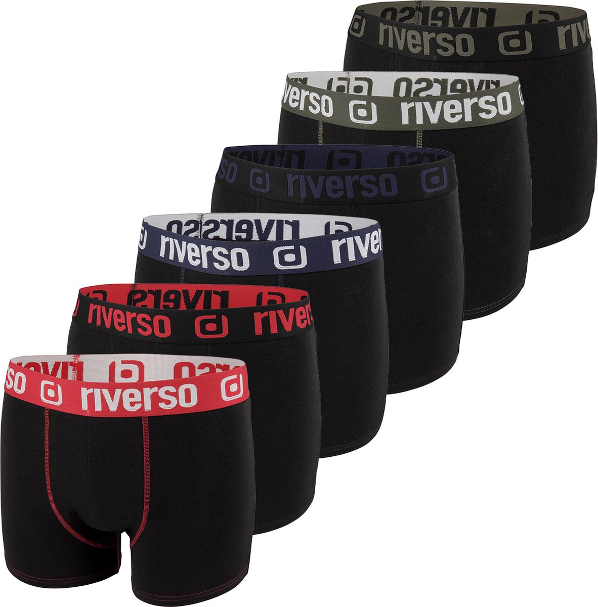 riverso Heren Boxershorts RIVOle 6-Pack Zwart S