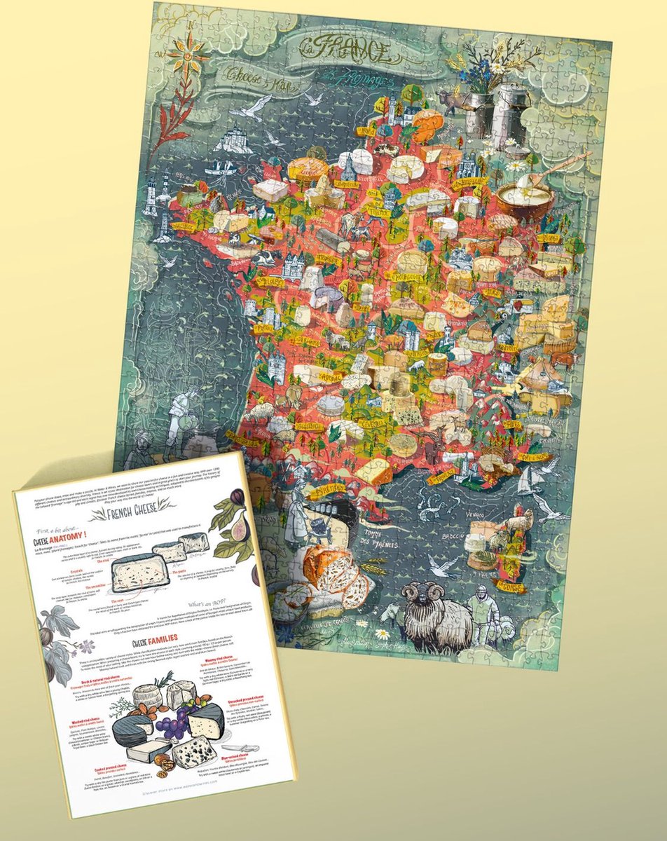 Puzzel Franse Kazen - Frankrijk - Kaas - 1000 stukjes - Leg puzzel