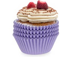 Kinvara Muffin en cupcakes maken vormpjes - papier - paars - set 100x stuks - dia 10 cm - zelf taartjes maken