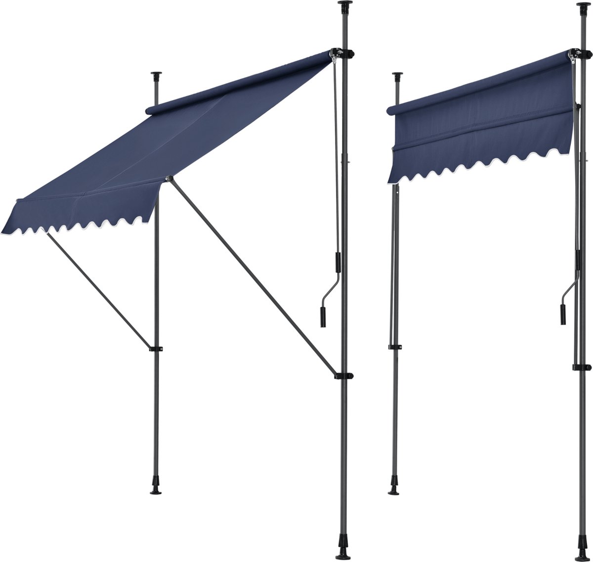Bol.com Klem zonwering luifel uitschuifbaar donkerblauw 250x120 cm aanbieding