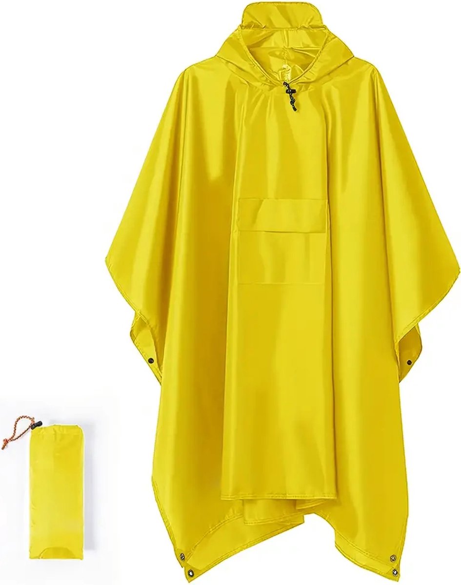 Lopoleis® Regen Poncho Unisex – Dames & Heren – Regenjas – Fietsponcho – Waterdicht & Ademend – Polyurethaan Coating – Geel