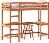 vidaXL - Hoogslaper - met - bureau - massief - grenenhout - wasbruin - 75x190 - cm