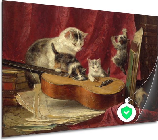 Muziek maken - Henriëtte Ronner-Knip muurdecoratie - Katten wanddecoratie - Poster Oude meesters - Wanddecoratie klassiek - Posters slaapkamer - Kantoor decoratie poster 150x100 cm
