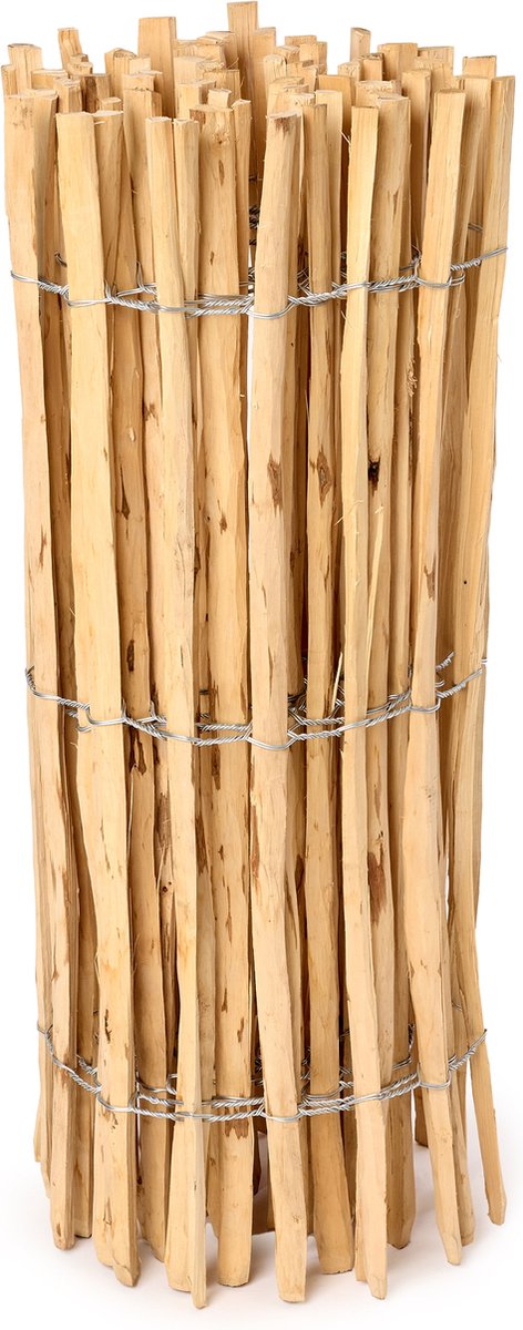 Garronda Tuinafscheiding met palen - 100 cm x 5 m - Hekwerk voor perken - Insteekhek - Rolborder - Houten Hek - Latafstand 3-5 cm – GD-MIS-Rollborder500