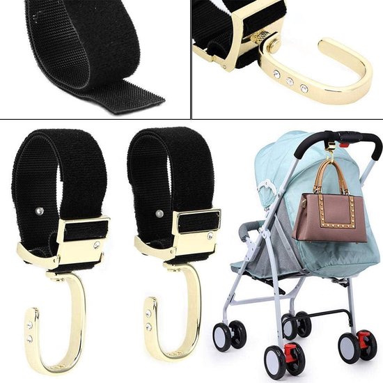 Allecto Plus - Voor 360 Graden Draaibare Kinderwagen Haak Tasdrager met Duurzame Moeder Buidel Clips voor Kinderwagen om luiertassen op te hangen [Beperkte Oplage Gouden] van Allecto Plus — afbeelding 4