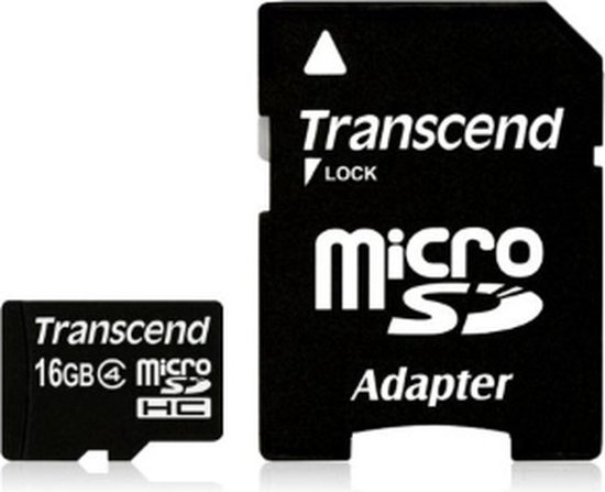 Transcend 16 GB micro SDHC class 4 met adapter - cover