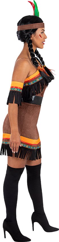 Funidelia | Déguisement amérindien de luxe pour femmes indiennes, cowboys, Western - Déguisement pour Adultes Accessoires de costumes et accessoires pour Halloween, carnaval et fêtes - Taille L - Marron
