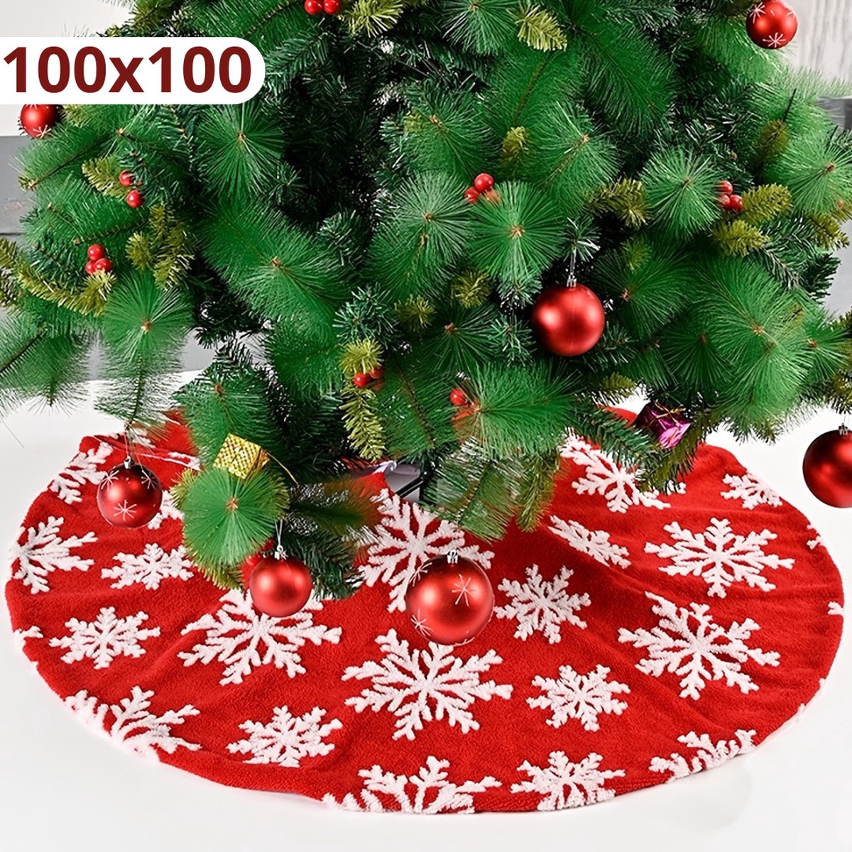 Bovista Kerstboomkleed - Kerstboom Mand - Kerstboomrok Voor Kunstboom - Kerstboomrok - Kerstboomring - Kerstrok - Kerstboomdeken - Kerstkleed - Rond 100cm